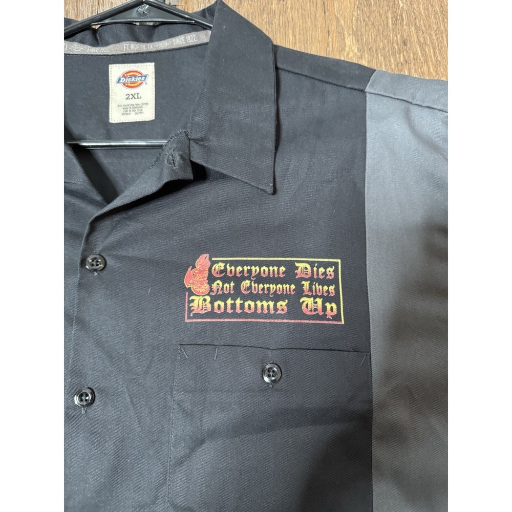 Dickies Bottoms Up Chop Shop Biker Work Shirt 2XL Two Tone Graphic S/S Black - Picture 5 of 7